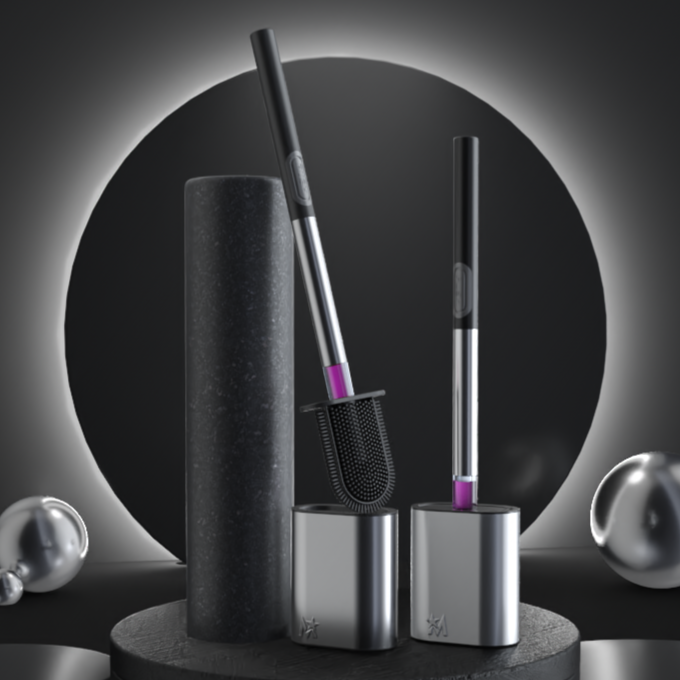 STAINLESS STEEL TOILET PUSH BRUSH