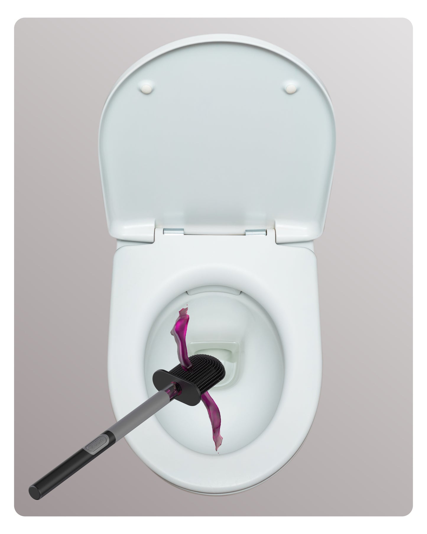 SILICONE AND (GREY) STAINLESS STEEL TOILET PUSH BRUSH