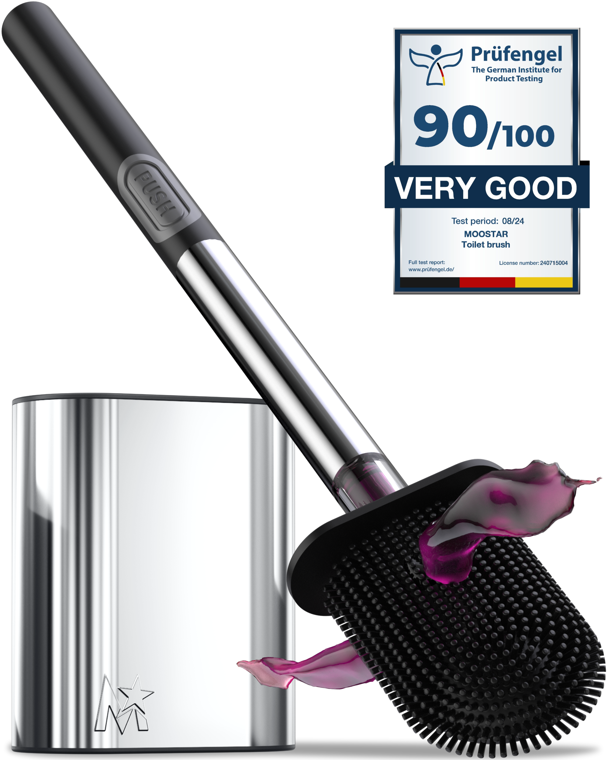 CEPILLO PUSH ACERO INOXIDABLE NEGRO - ESCOBILLA DE INODORO