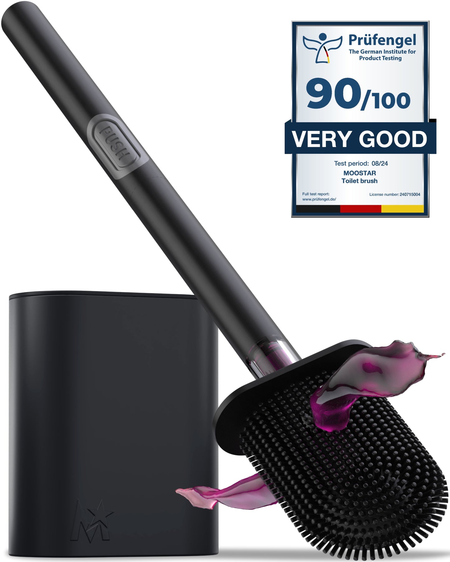 SILICONE AND (BLACK) STAINLESS STEEL TOILET PUSH BRUSH