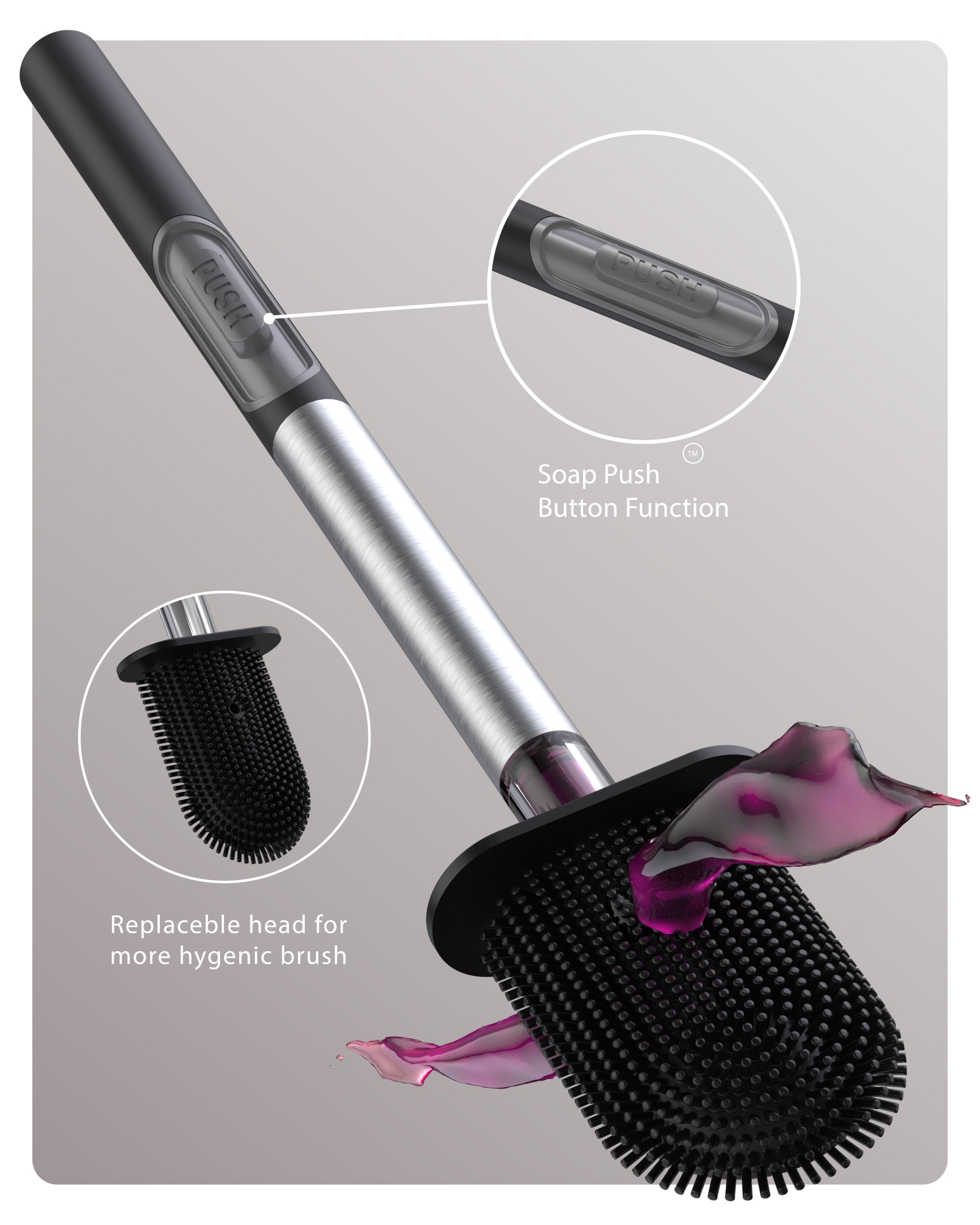 PUSH BRUSH + SPARE HEAD BUNDLE (Silver)