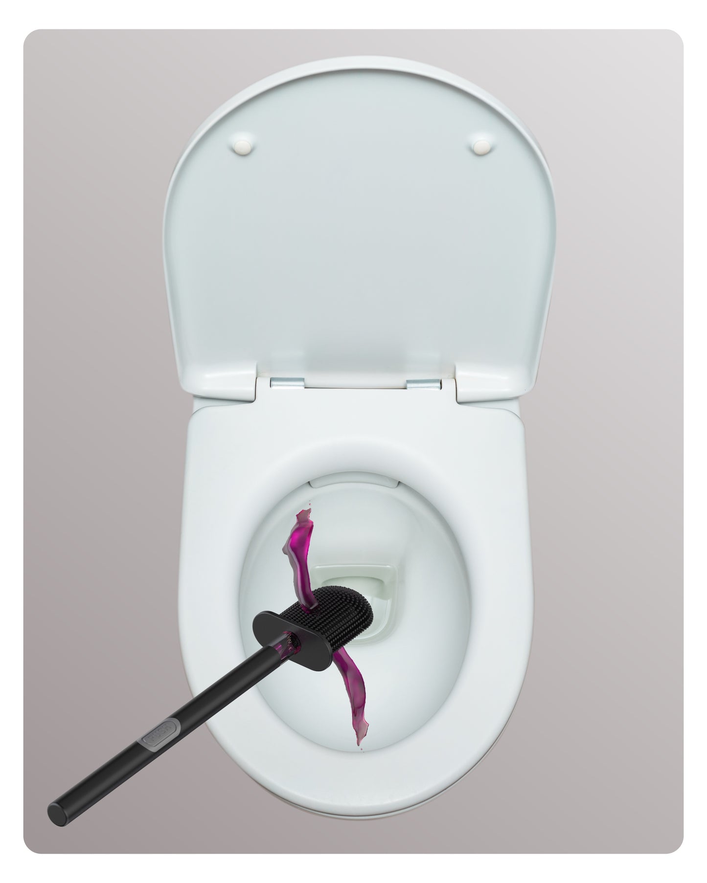 SILICONE AND (BLACK) STAINLESS STEEL TOILET PUSH BRUSH