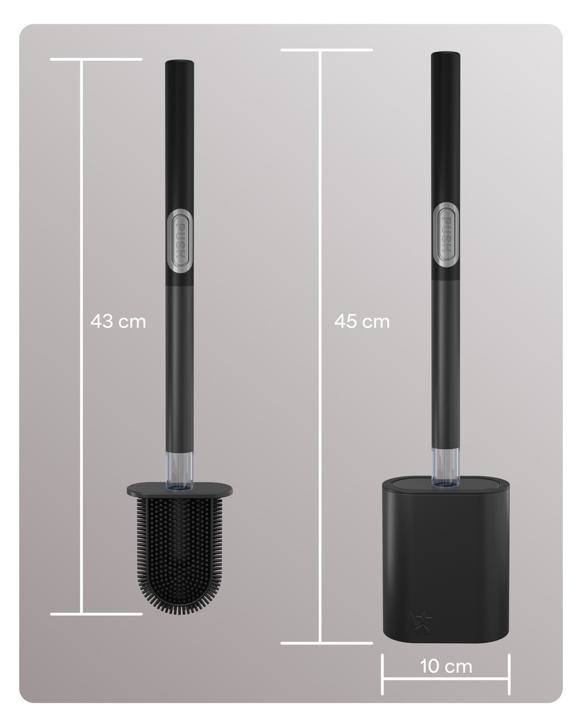 PUSH BORSTEL RVS ZWART - TOILETBORSTEL