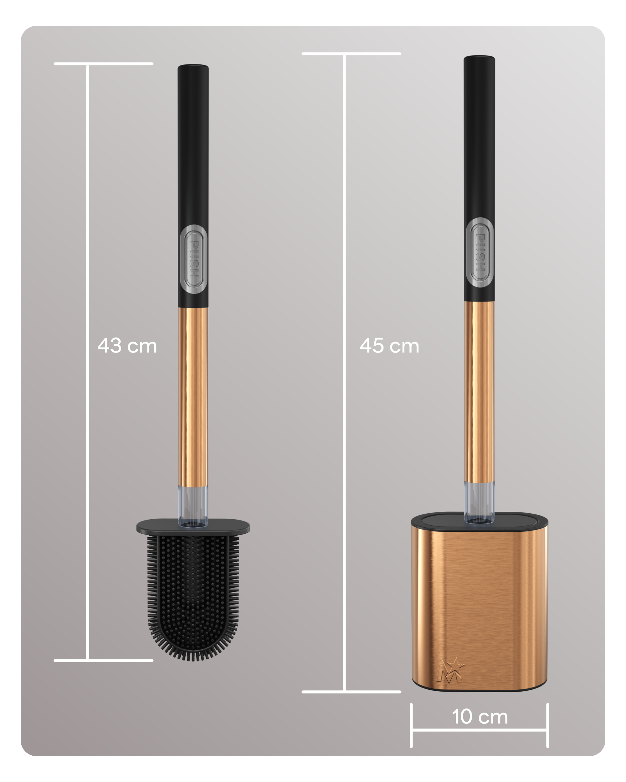 CEPILLO PUSH ACERO INOXIDABLE NEGRO - ESCOBILLA DE INODORO