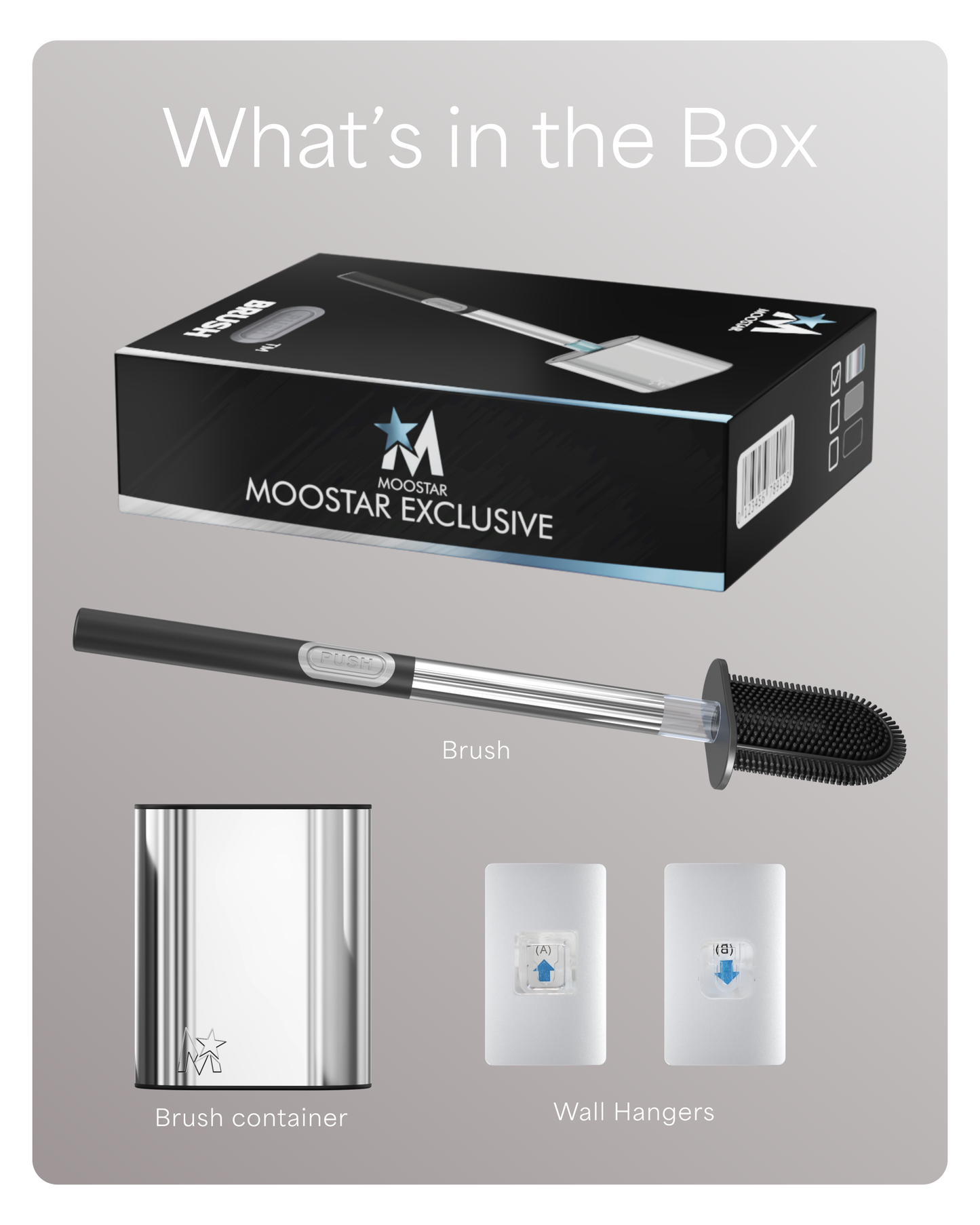 MOOSTAR LUXE CHROME TOILET BRUSH