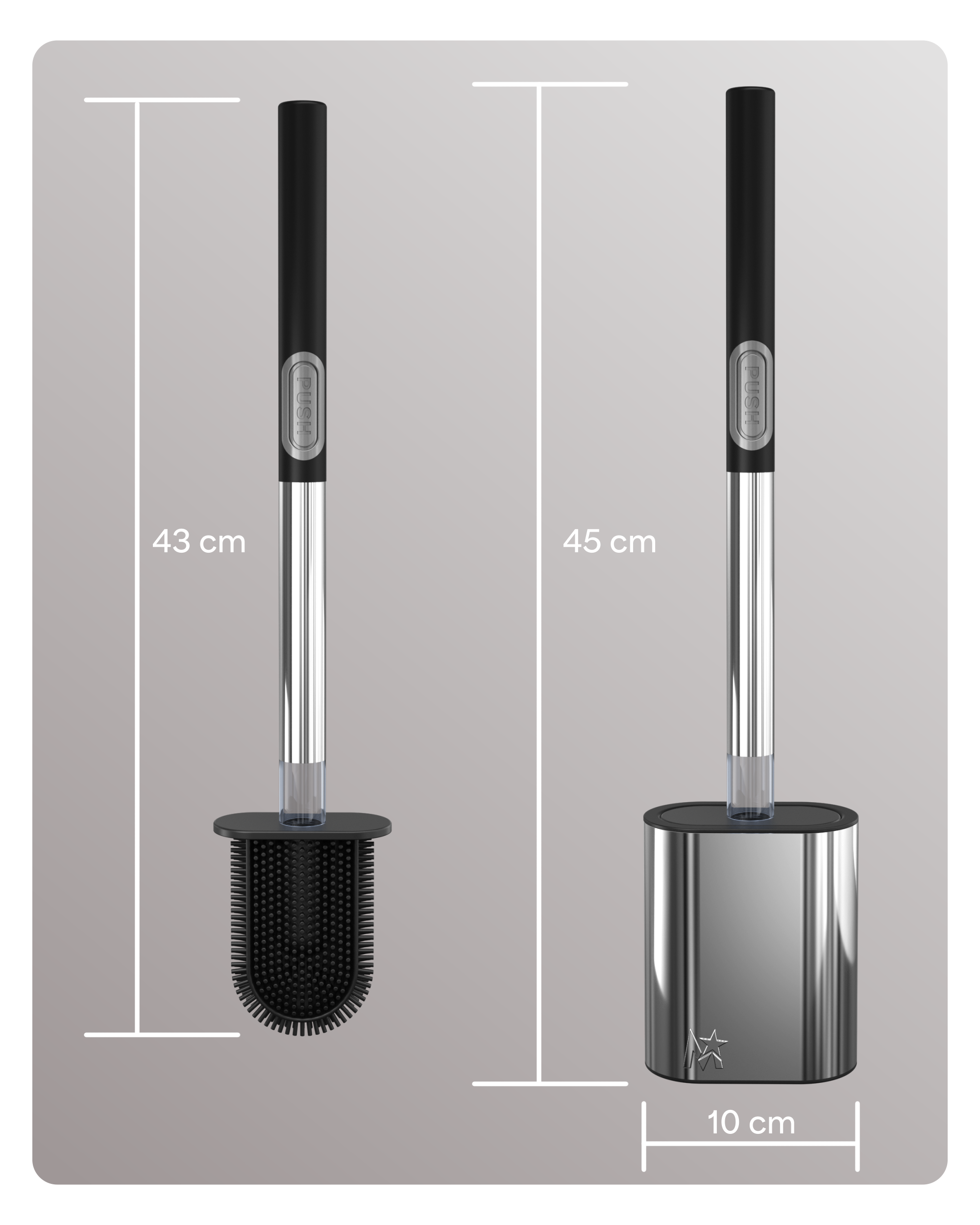 CEPILLO PUSH ACERO INOXIDABLE NEGRO - ESCOBILLA DE INODORO