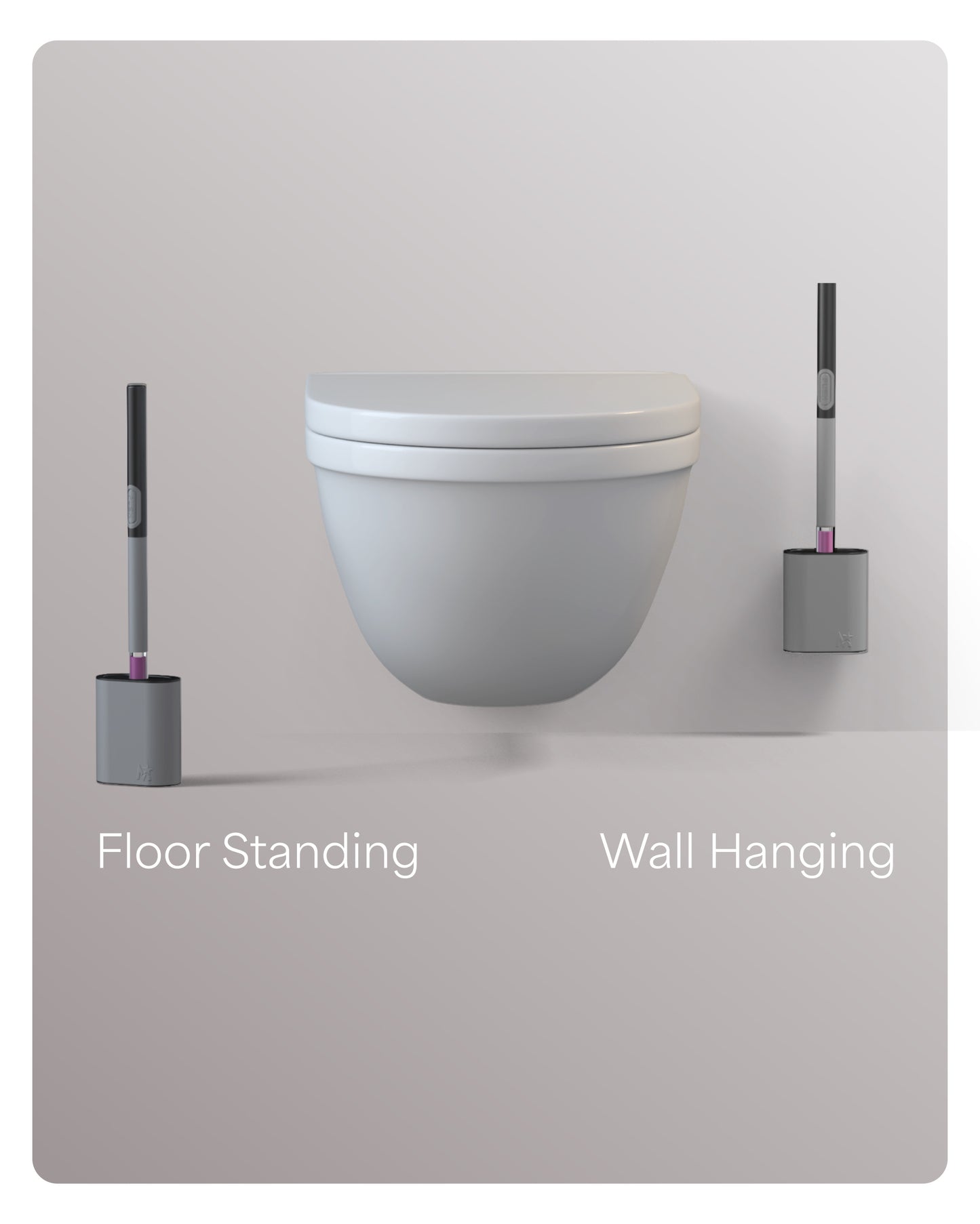 SILICONE AND (GREY) STAINLESS STEEL TOILET PUSH BRUSH