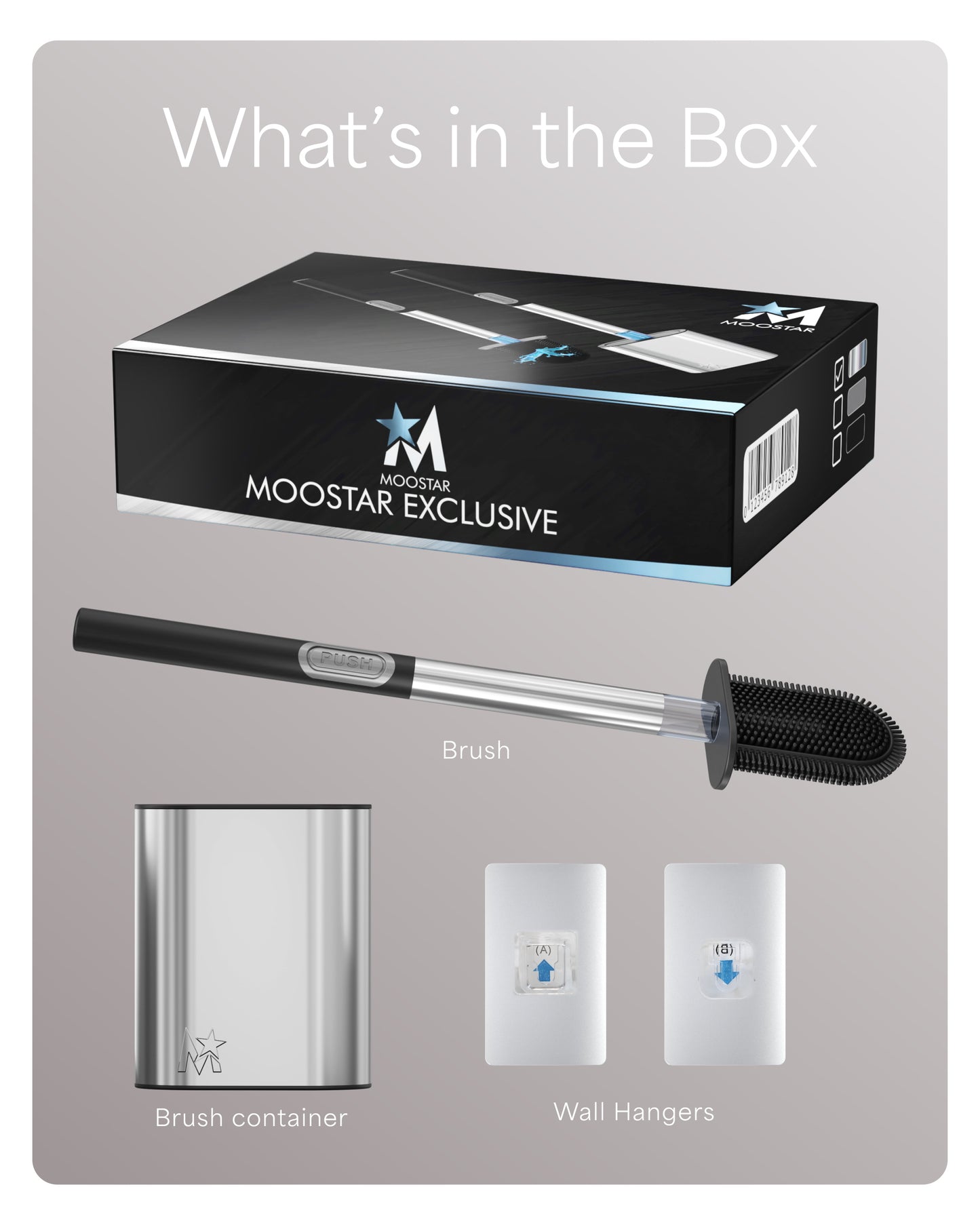 STAINLESS STEEL TOILET PUSH BRUSH