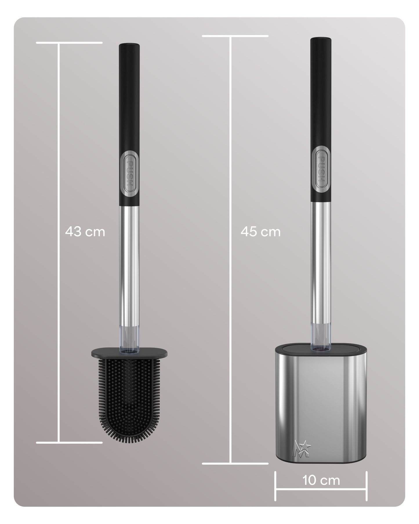 STAINLESS STEEL TOILET PUSH BRUSH