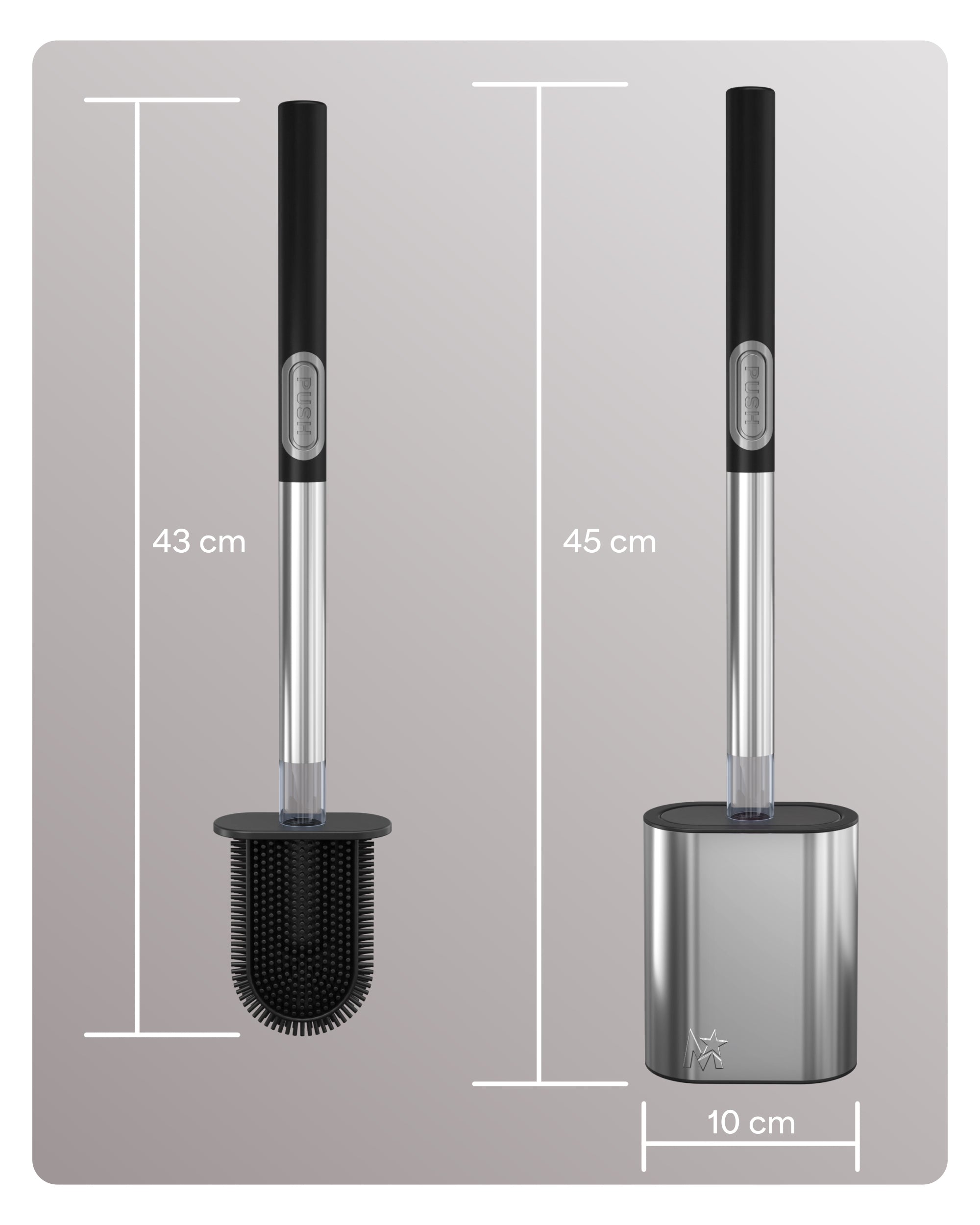 CEPILLO PARA INODORO DE ACERO INOXIDABLE PUSH BRUSH