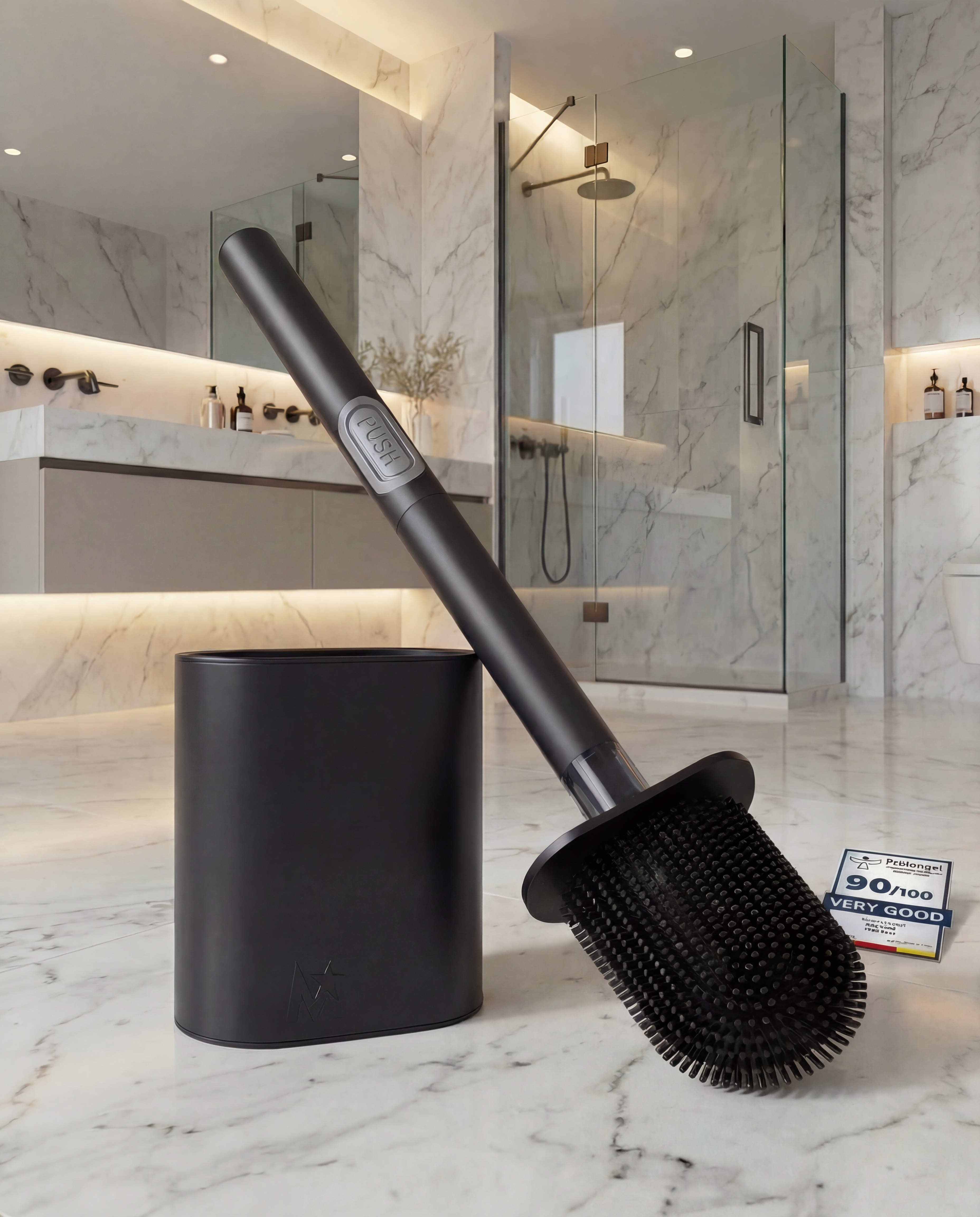 PUSH BORSTEL RVS ZWART - TOILETBORSTEL
