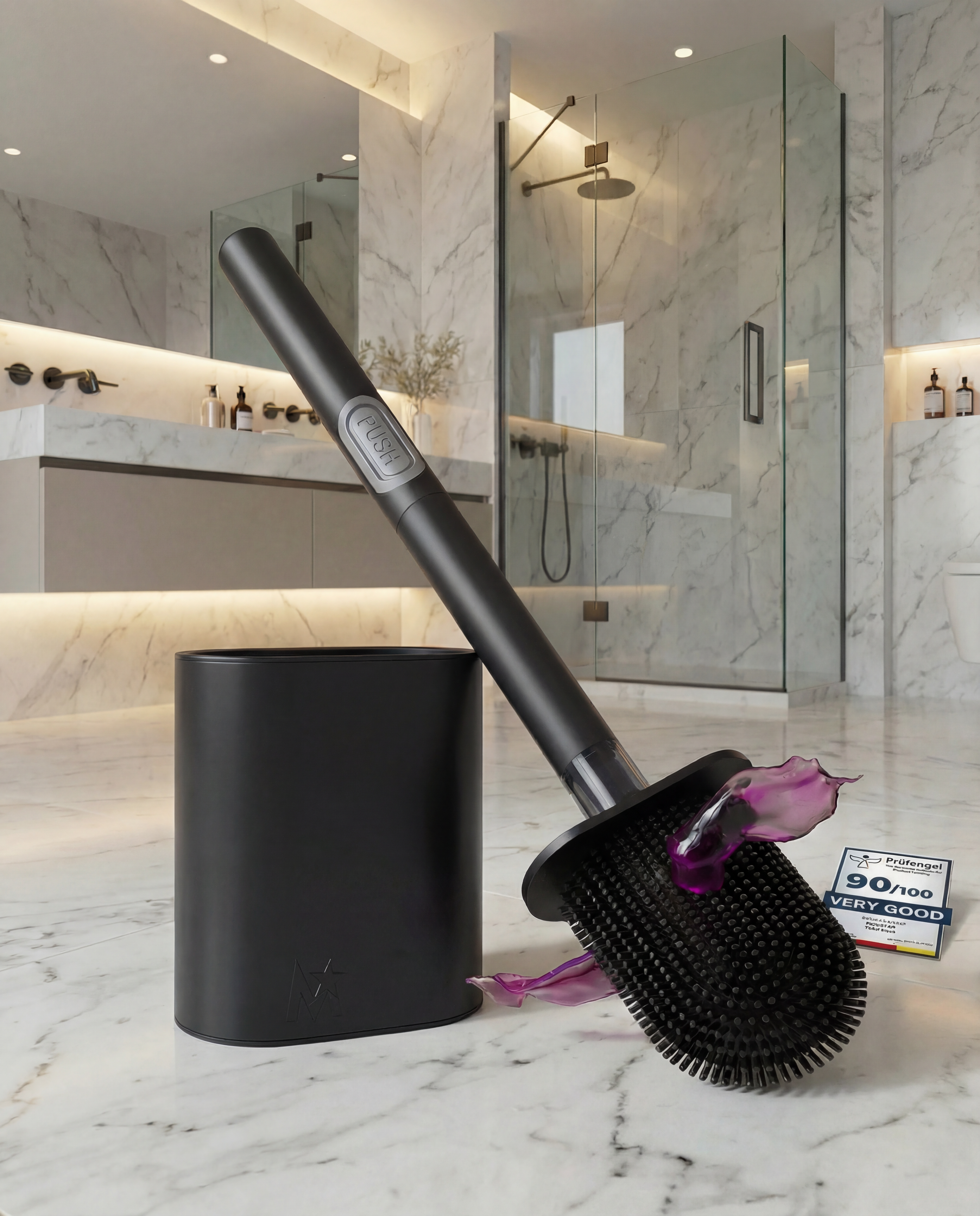 PUSH BORSTEL RVS ZWART - TOILETBORSTEL