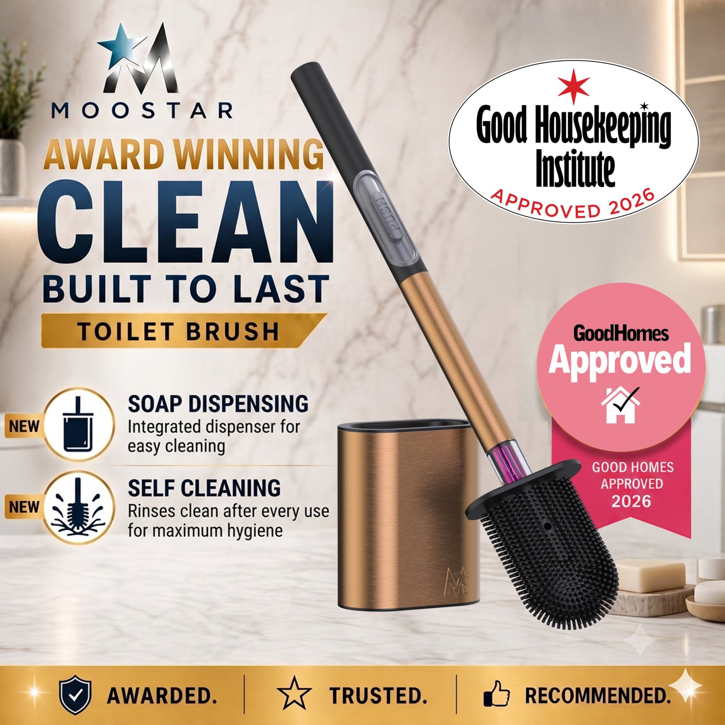 MOOSTAR LUXE COPPER TOILET BRUSH V.2