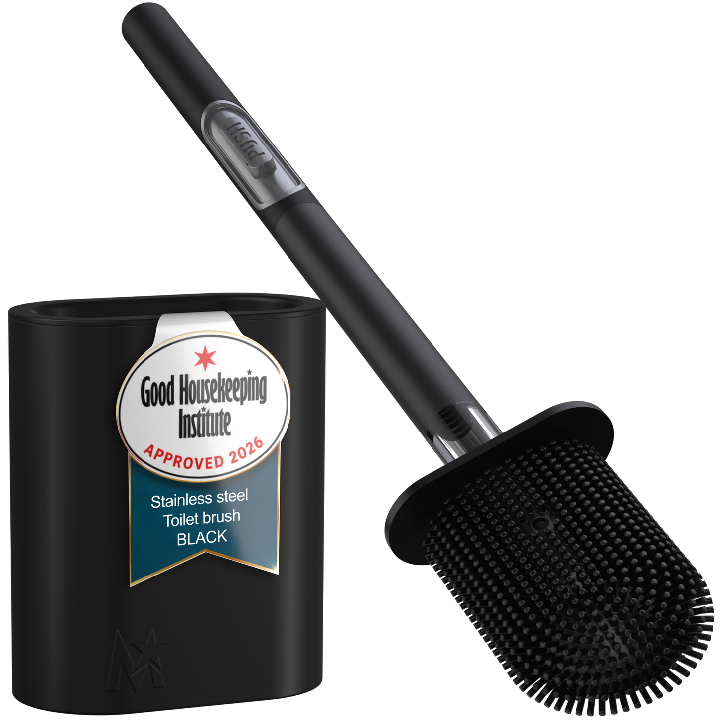 V.2 SILICONE AND (BLACK) STAINLESS STEEL TOILET PUSH BRUSH