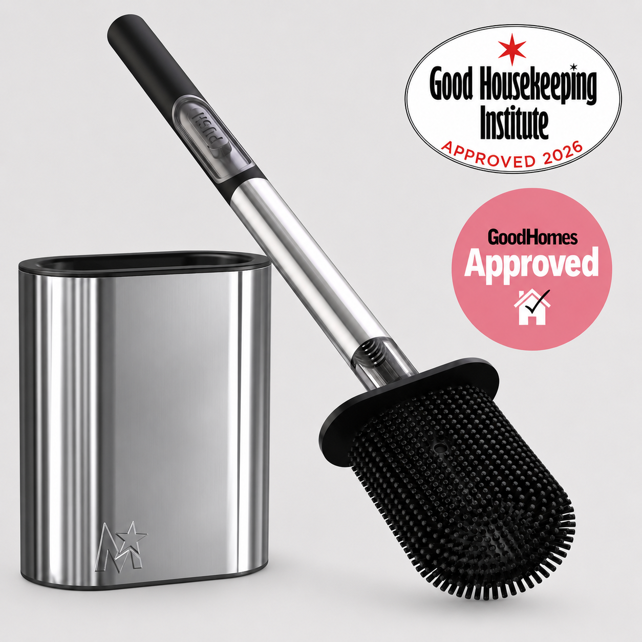 CEPILLO PUSH ACERO INOXIDABLE NEGRO - ESCOBILLA DE INODORO